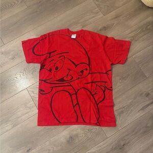 Supreme Smurf Graphic T-Shirt Red Cotton Size M